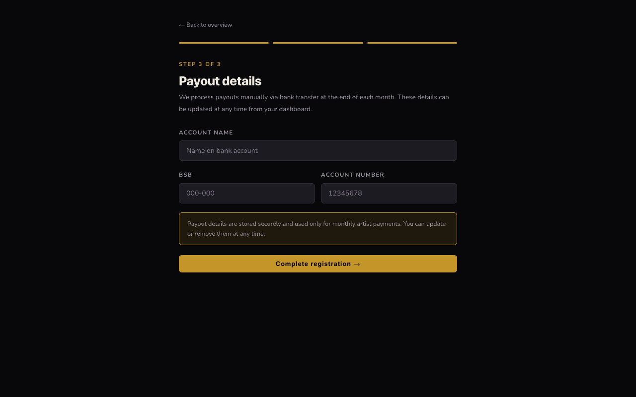 Add payout details (optional)